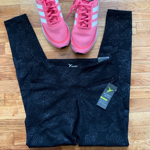Old Navy Pants - OLD NAVY Active | Floral Black Leggings Size S